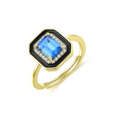 RS296 6-8 Sterling Silver Ring with Ruby & Blue Options