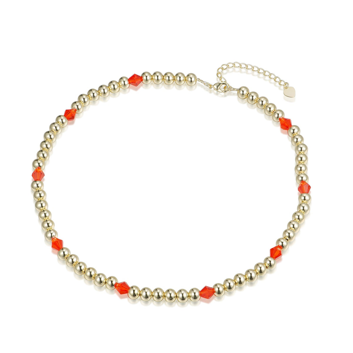 J - PN15-6mm gold/red necklace